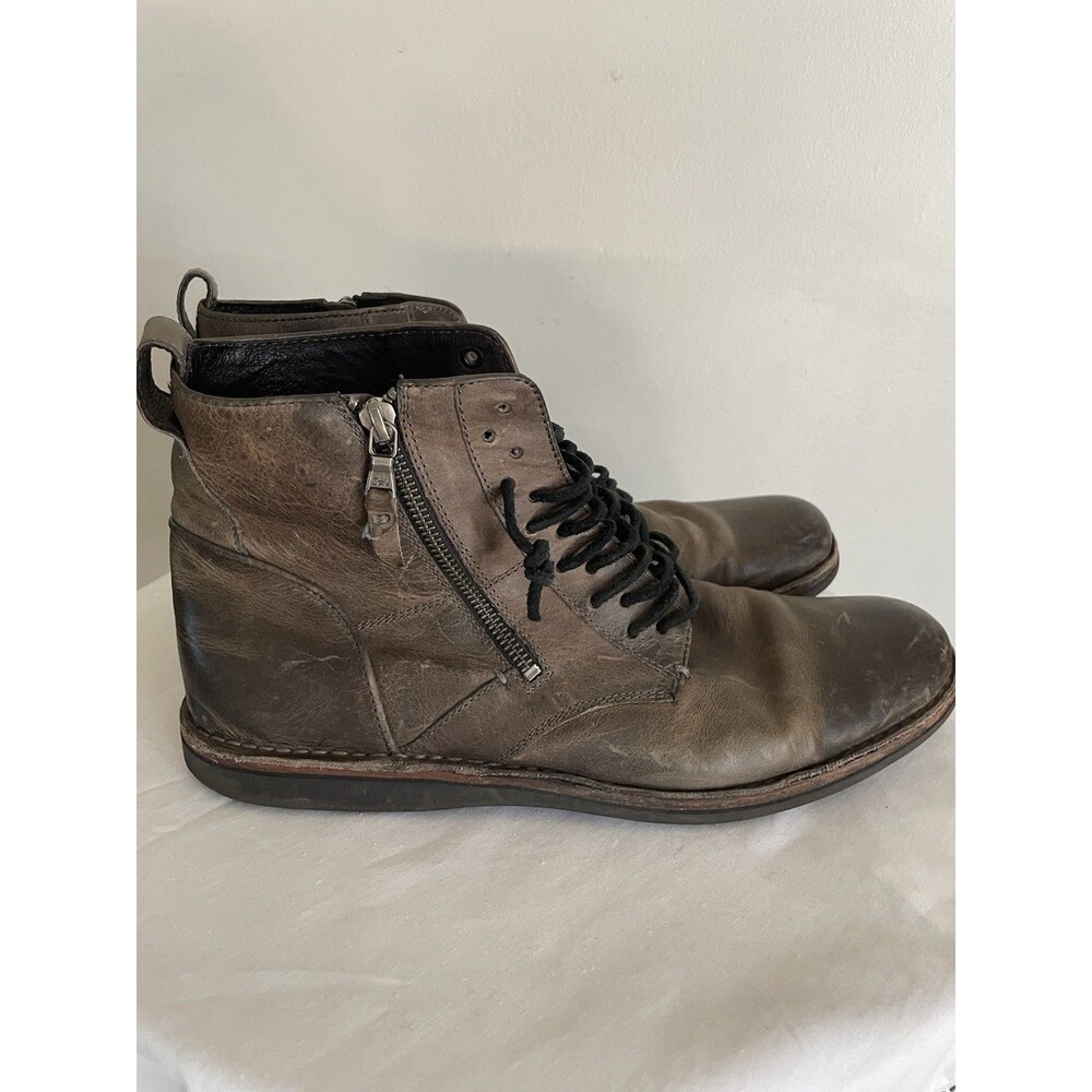John Varvatos Barrett Distressed Leather Side Zip Boots Sz 11 Star USA